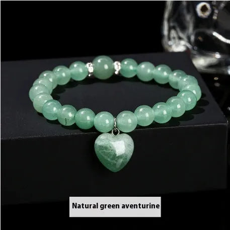 Handmade tigereye crystal love pendant bracelet with geometric round beads in natural gemstone colours