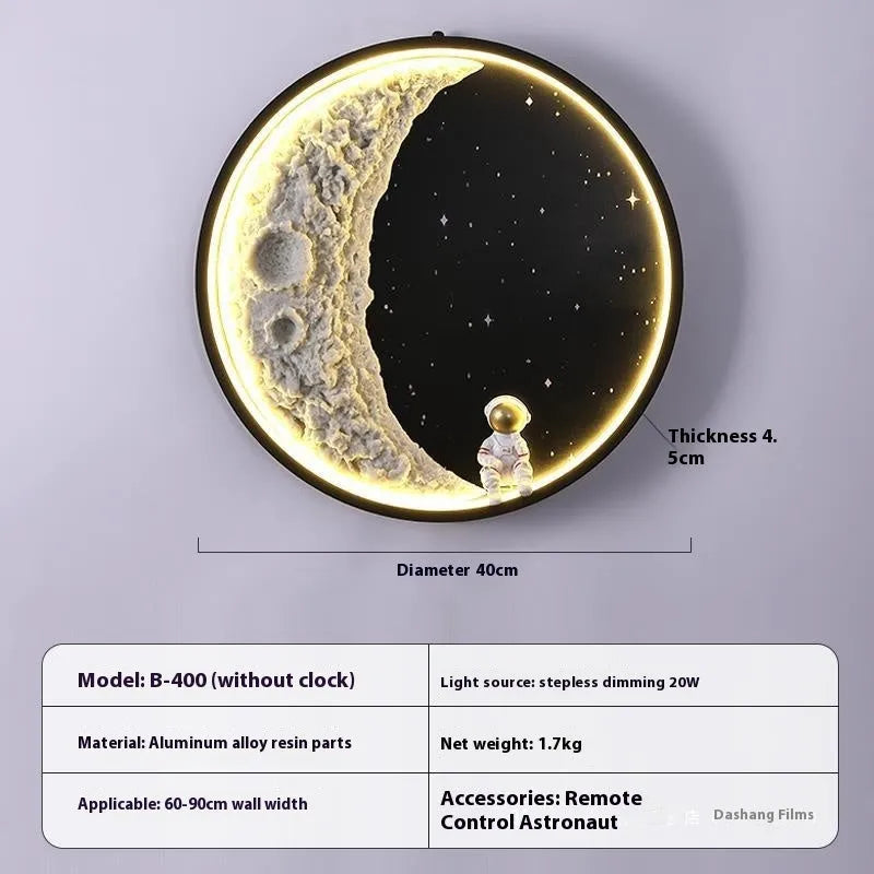 40cm circular moon wall lamp with LED backlight and black metal frame