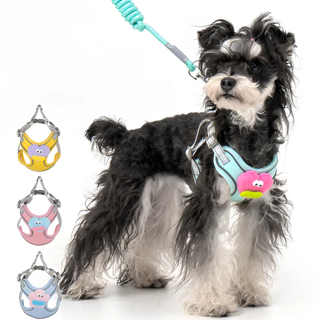 No pull dog harness with leash in blue, soft adjustable escape proof vest for medium dogs with reflective stitching