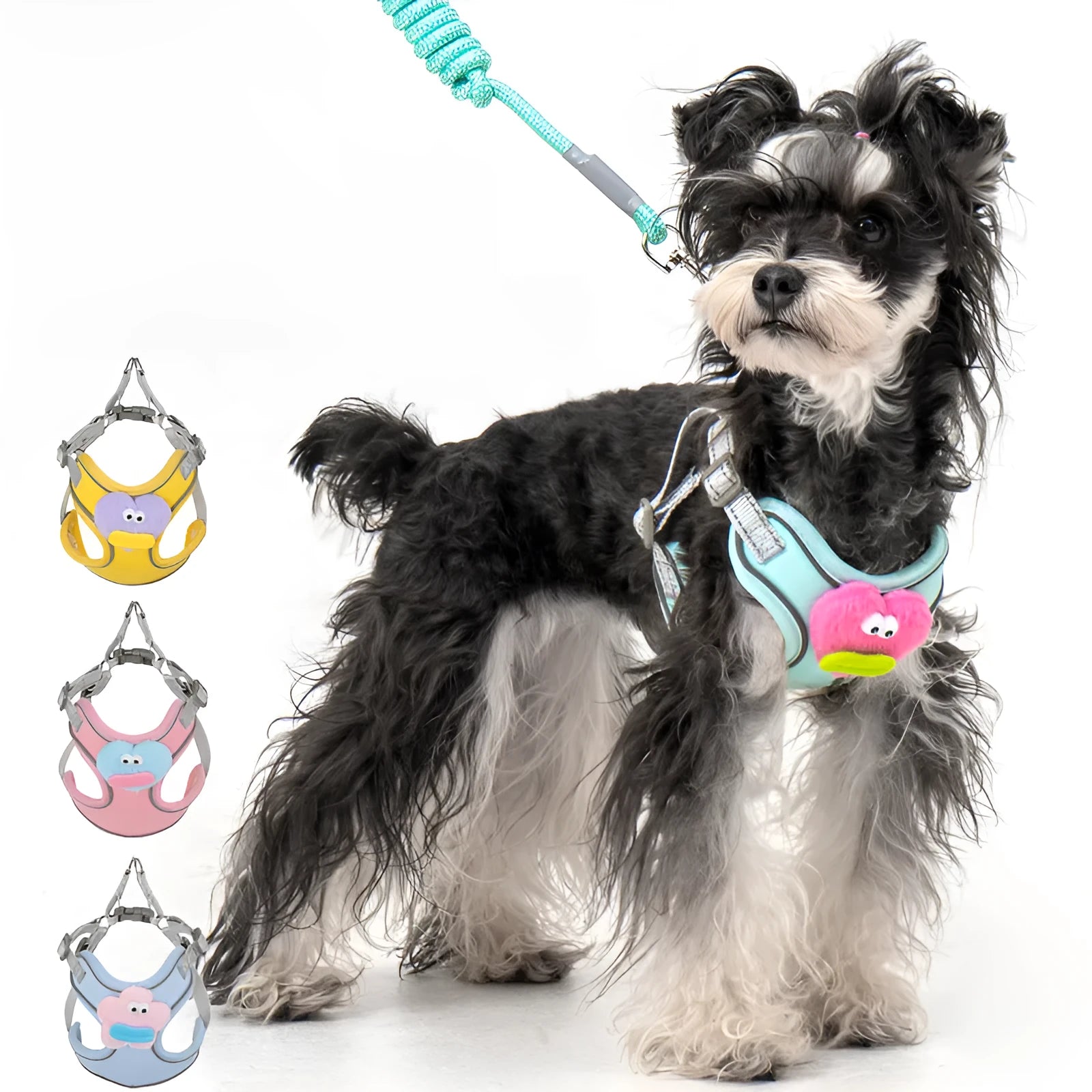 No pull dog harness with leash in blue, soft adjustable escape proof vest for medium dogs with reflective stitching