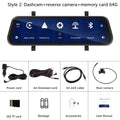 9.66 inch mirror-mounted car dash cam with rear view camera displayed with 64GB memory card and installation kit