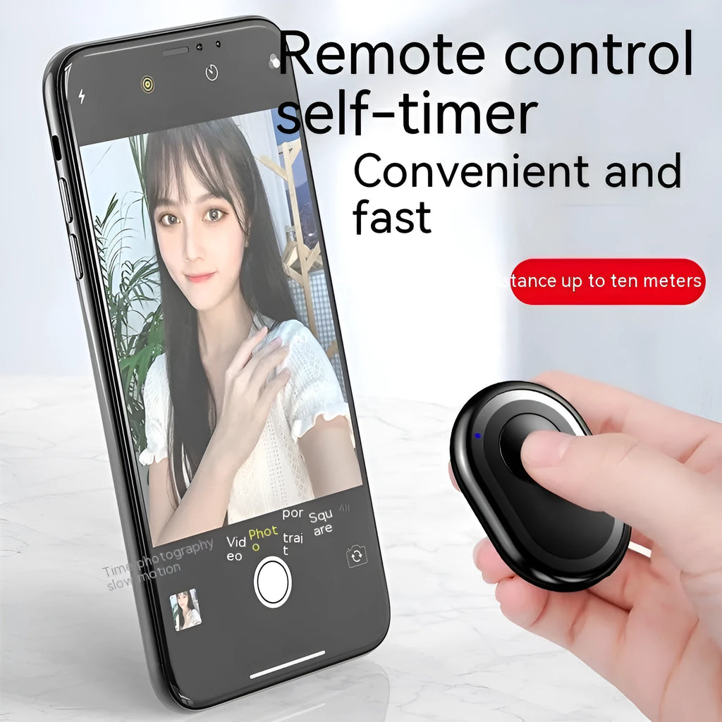 Wireless Bluetooth remote self-timer for smartphones in black, pink or purple colour options
