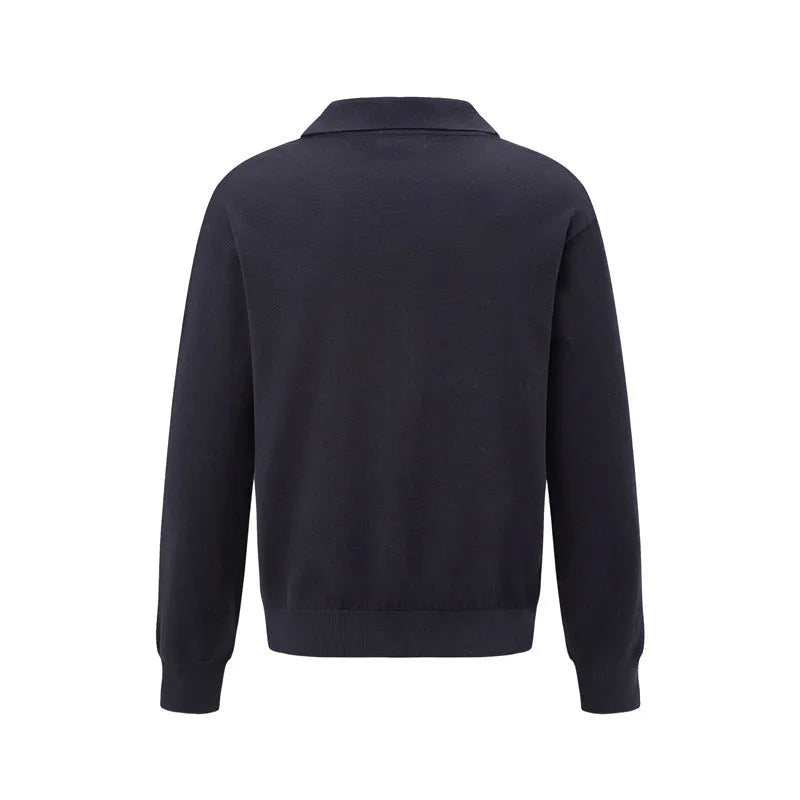 Loose fit acrylic blend pullover sweater in black, dark grey, or creamy-white.