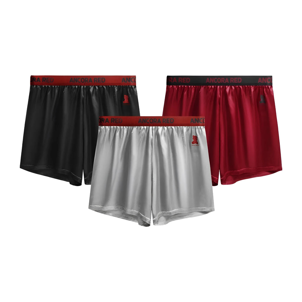 Solid colour men's polyester boxer briefs on a white background, showing the mid waist design.