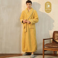 Plus-size men's bathrobe and women's nightgown couple set in thick winter flannel fabric