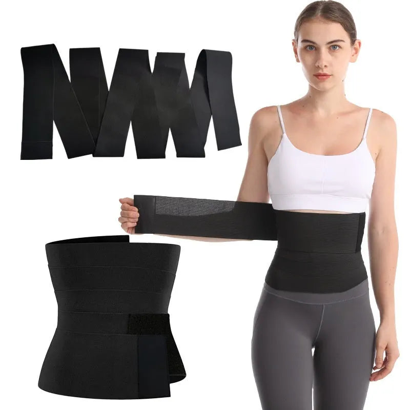 Women's waist trainer exercise belt with latex silk fabric in multiple length options