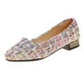 Women's black and white classic low-cut canvas shoes with pointed toe design and shallow mouth opening