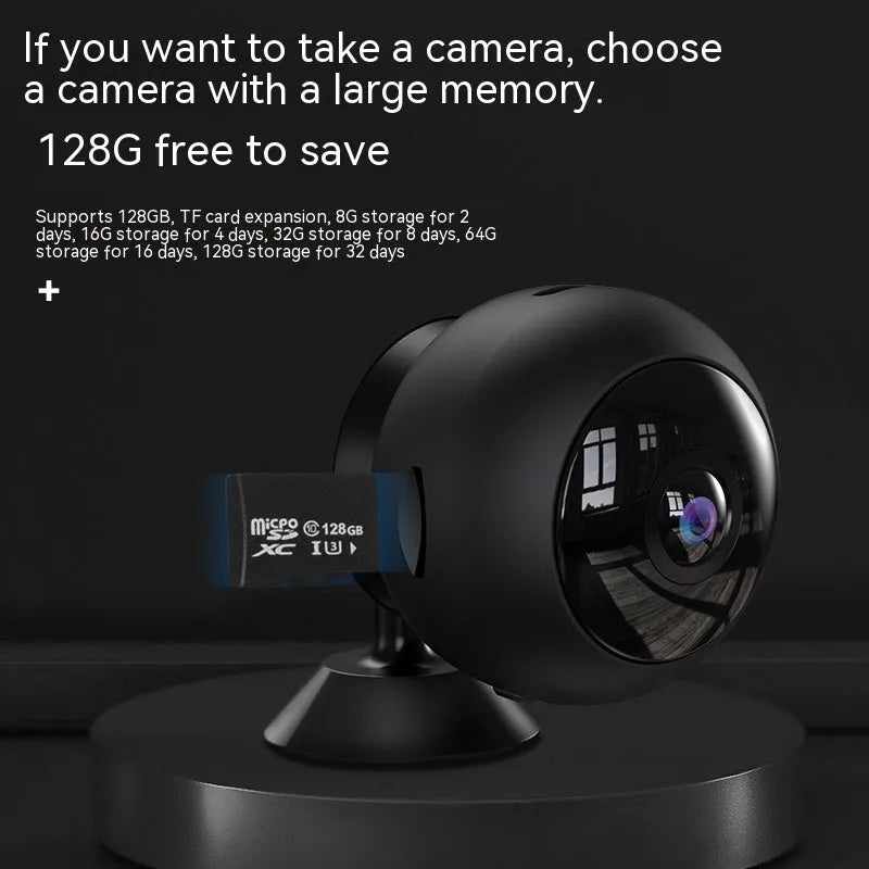 1080p wireless WIFI security camera with ABS plastic housing on a white background.