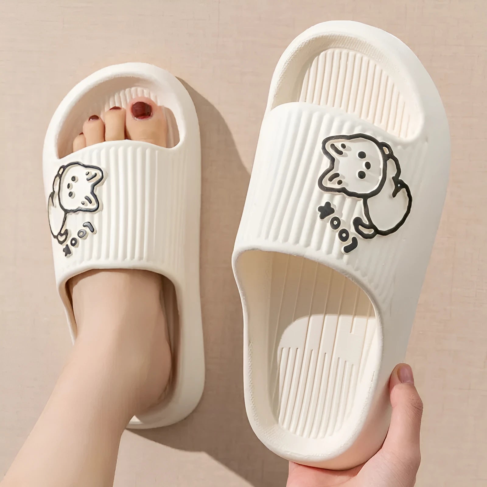 Cat design EVA platform slippers in multiple colours with non-slip sole for indoor outdoor wear