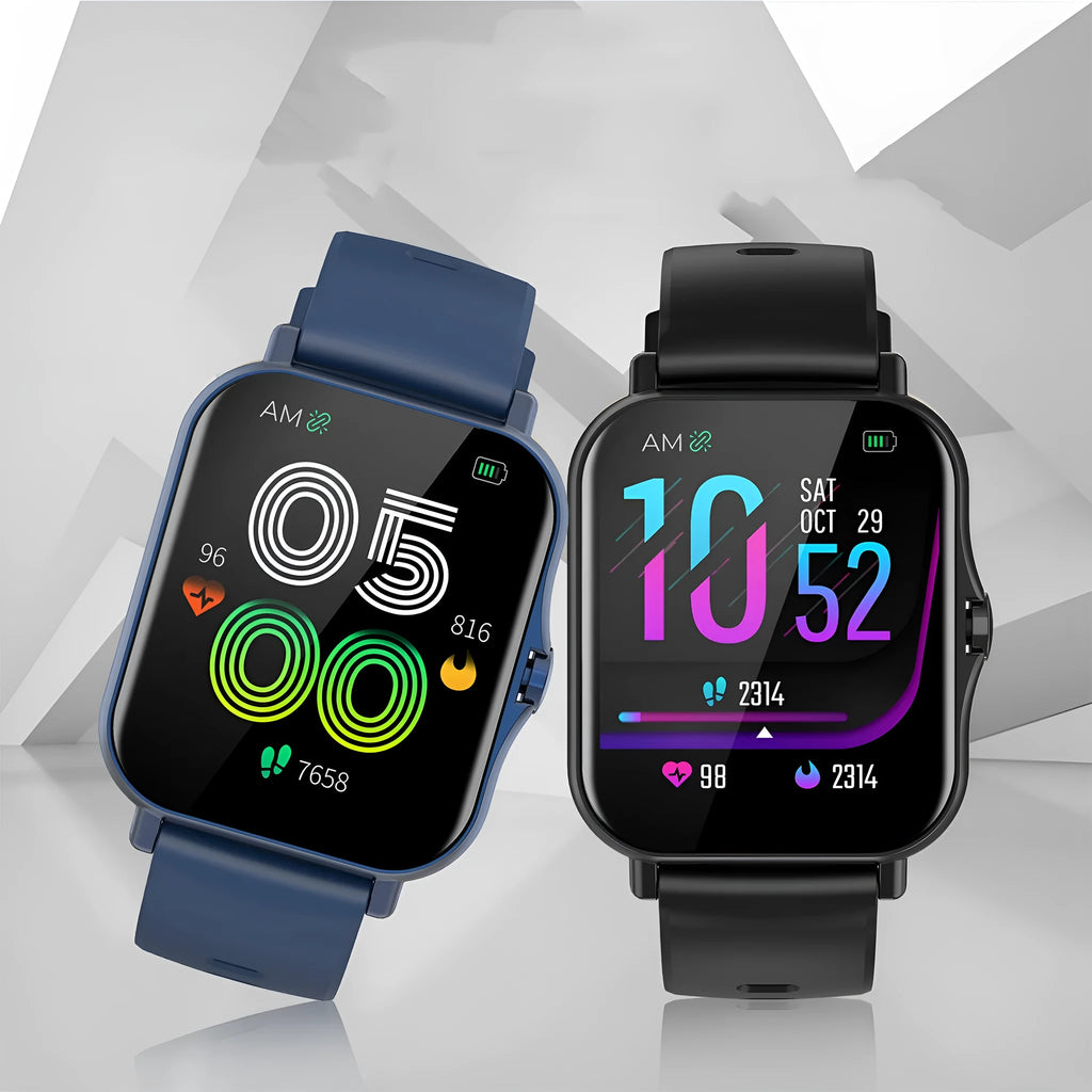 W10 smart watch with heart rate and blood pressure monitoring on curved touch screen