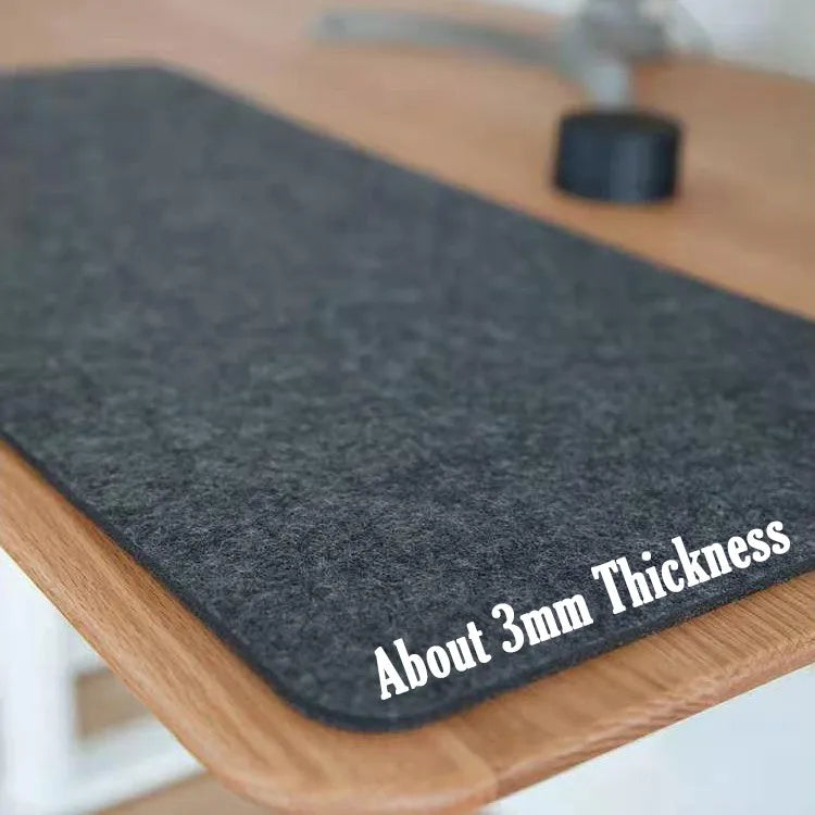 Black gray non-slip felt desk pad 80 cm by 40 cm with soft wool surface