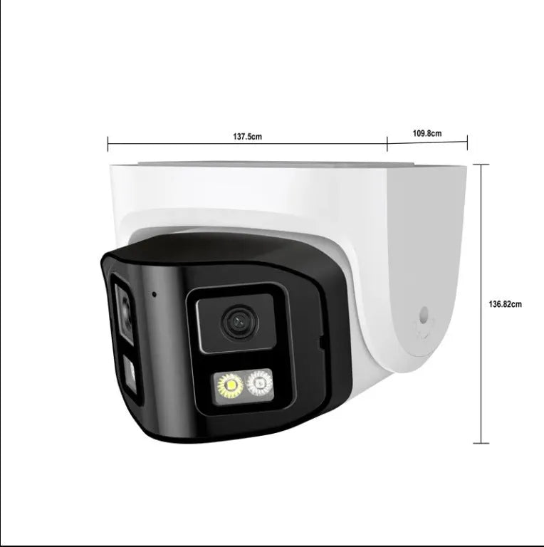 4MP dual-lens panoramic CCTV webcam with safety belt mount and IP66 waterproof rating