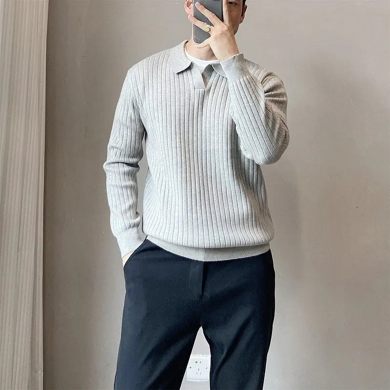 Boys' loose long sleeve knitted pullover sweater in modal fabric, shown in multiple colours.