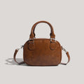 Retro PU crossbody bag with letter and stitching details in horizontal square shape, black colour