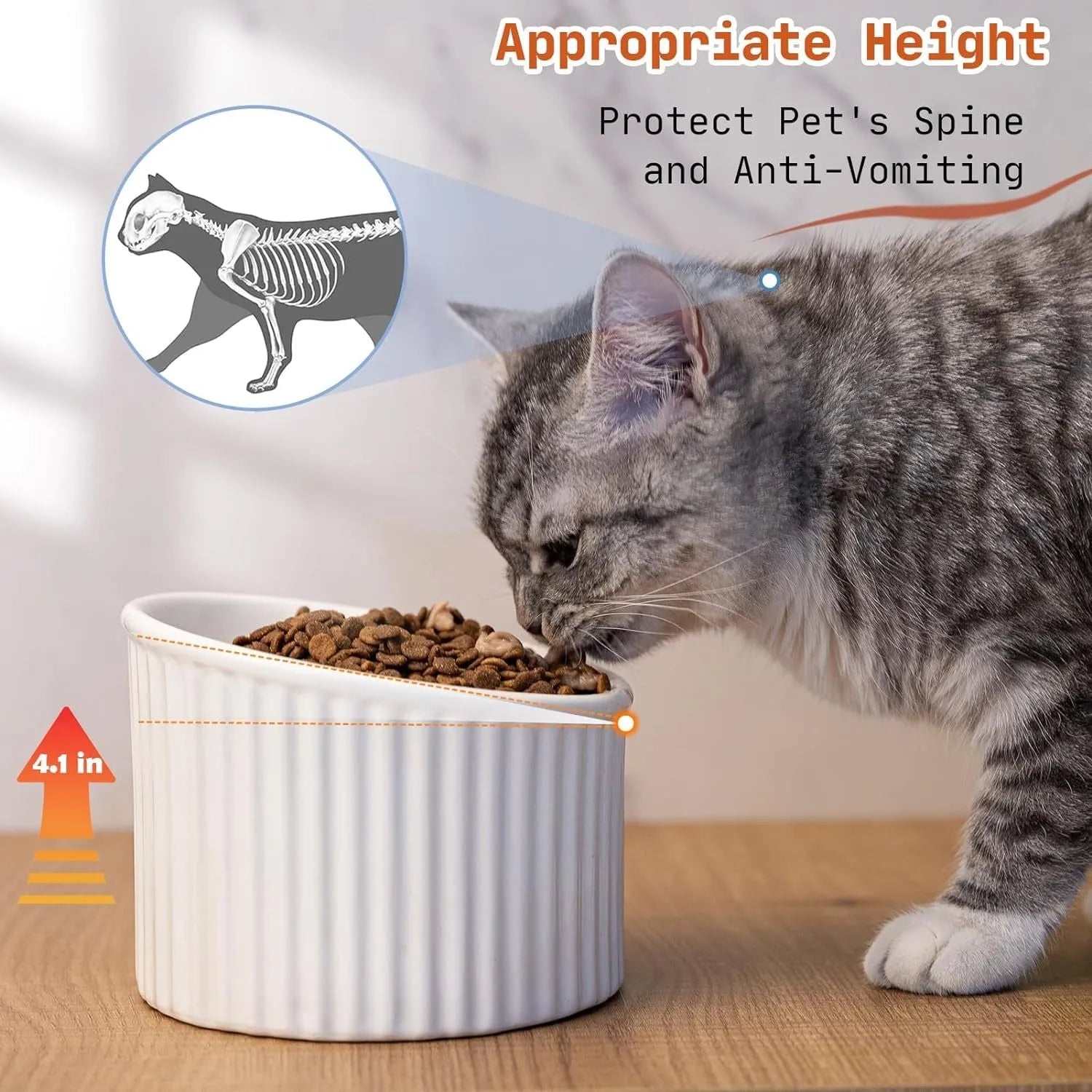 Dark green, light green or yellow ceramic elevated cat bowl with tilted round shape on raised base