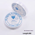 Roll of transparent white elastic fishing line for DIY jewellery making and craft.