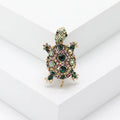Retro rhinestone turtle brooch in alloy with blue, green, and red colour options