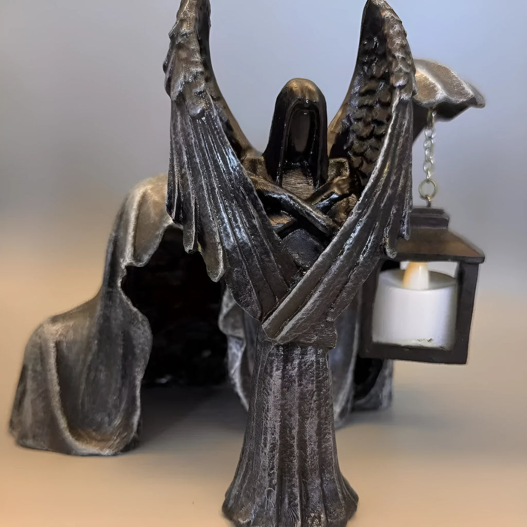 Dark Angel resin statue ornament measuring 6.5 by 5 by 17 centimetres.