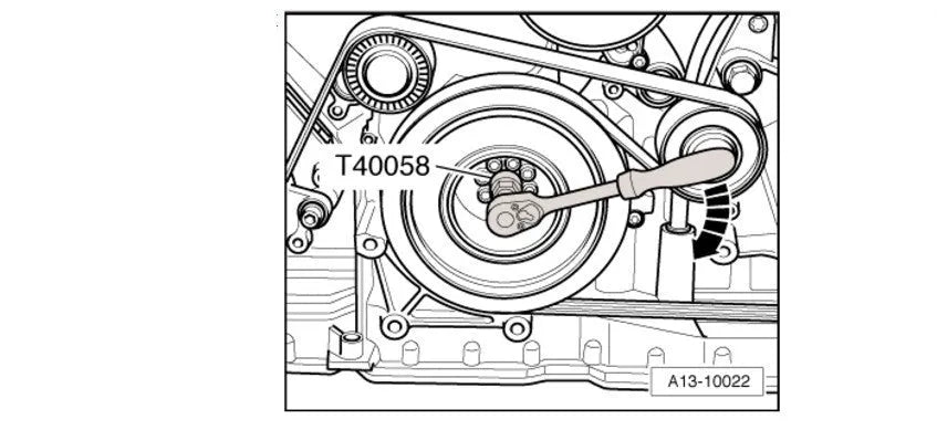 Aodi T40058 metal crankshaft rotating sleeve timing tool with adapter.