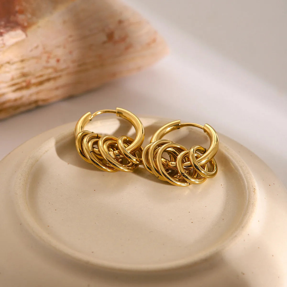 Personality stainless steel ins style earrings with electroplated finish in JDE2405019 colour options