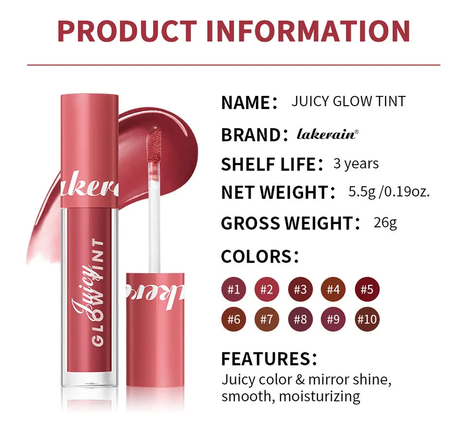 Juice Mirror Water Light Lip Lacquer: Hydrating Plumping Mirror Shine Lip Gloss & Glass Glaze for Juicy Luscious Lips