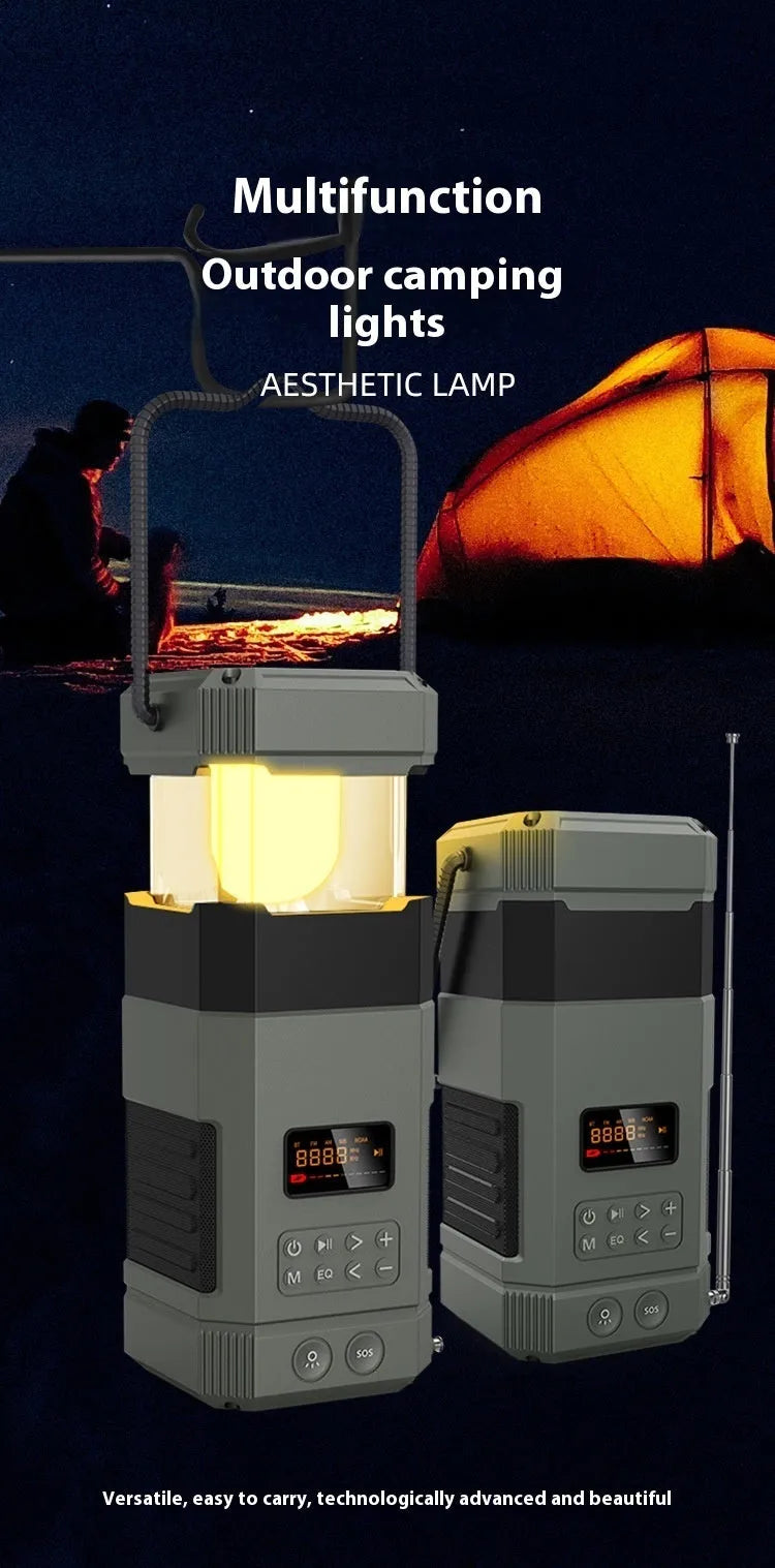Hand power generation solar radio Bluetooth speaker camping lantern with crank and solar panel