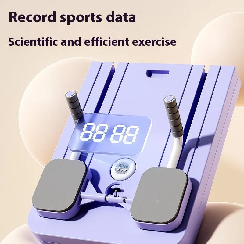 Purple household fitness board with automatic rebound abdominal wheel for multi-functional exercises