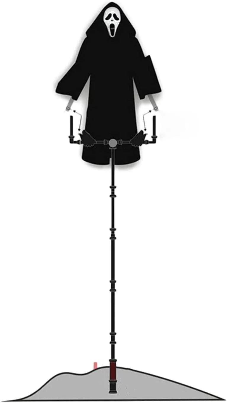 Plastic skeleton scarecrow Halloween decoration with screaming skull, 70cm tall