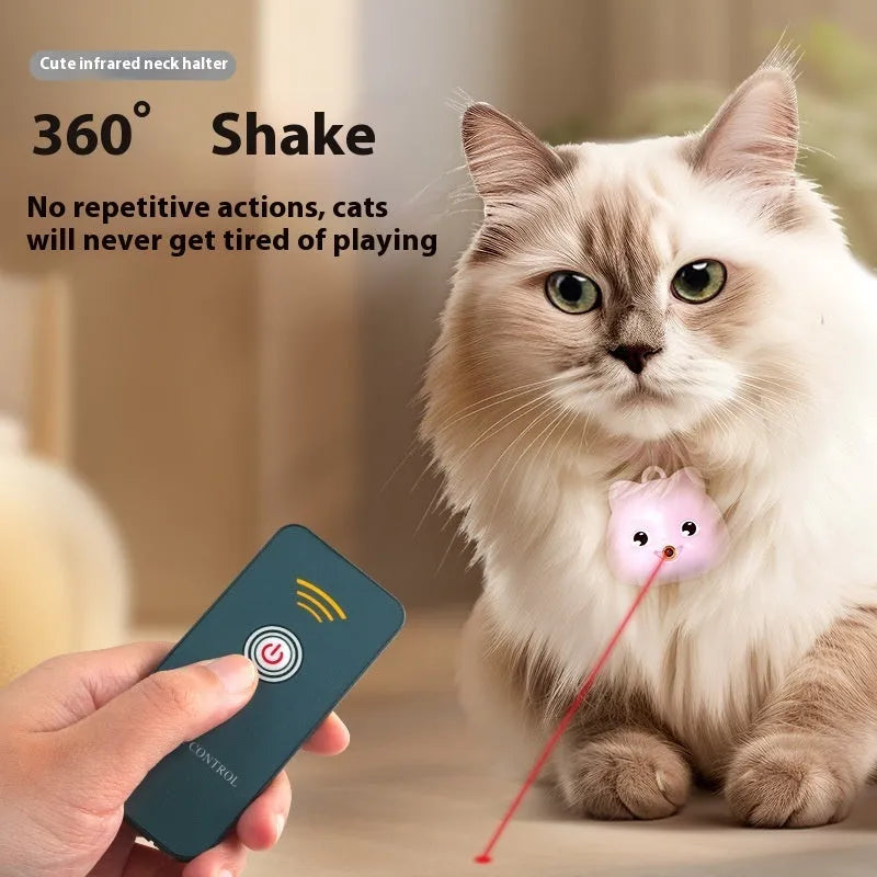 Rechargeable remote control cat collar with infrared halter and adjustable plastic collar in pink or blue options
