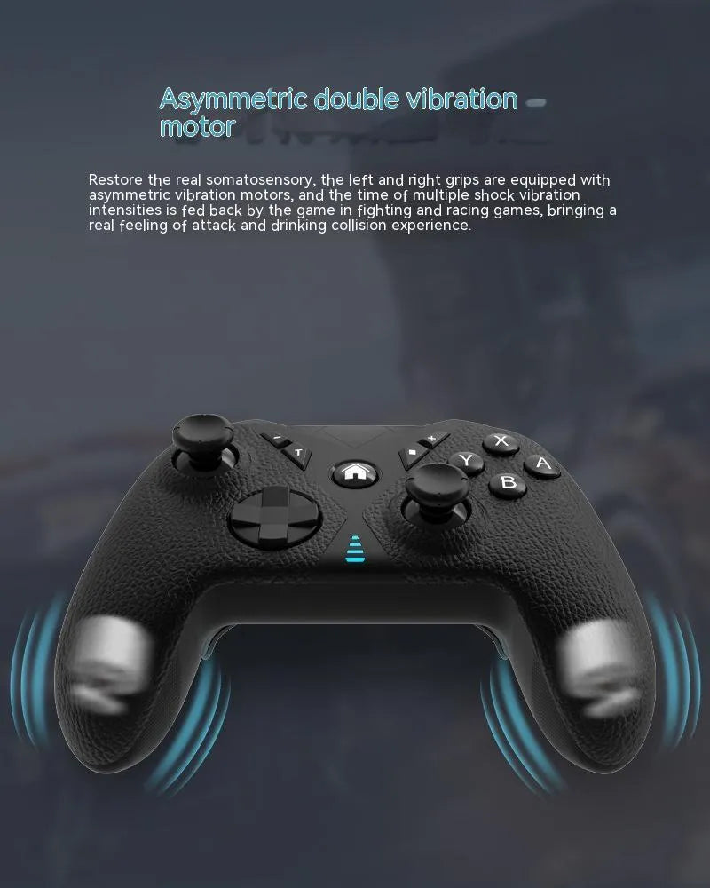 Black wireless game controller for Nintendo with type-c port and leather pattern texture.