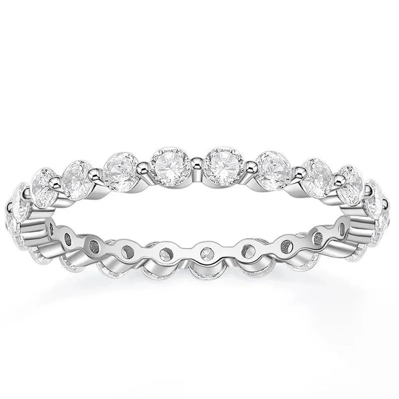 Cubic women's simple stacked ring in silver with geometric shape and electroplated finish on white background