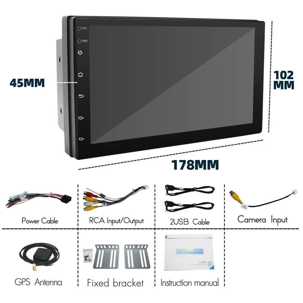 Black universal car MP5 player with 7-inch screen for GPS navigation in vehicles
