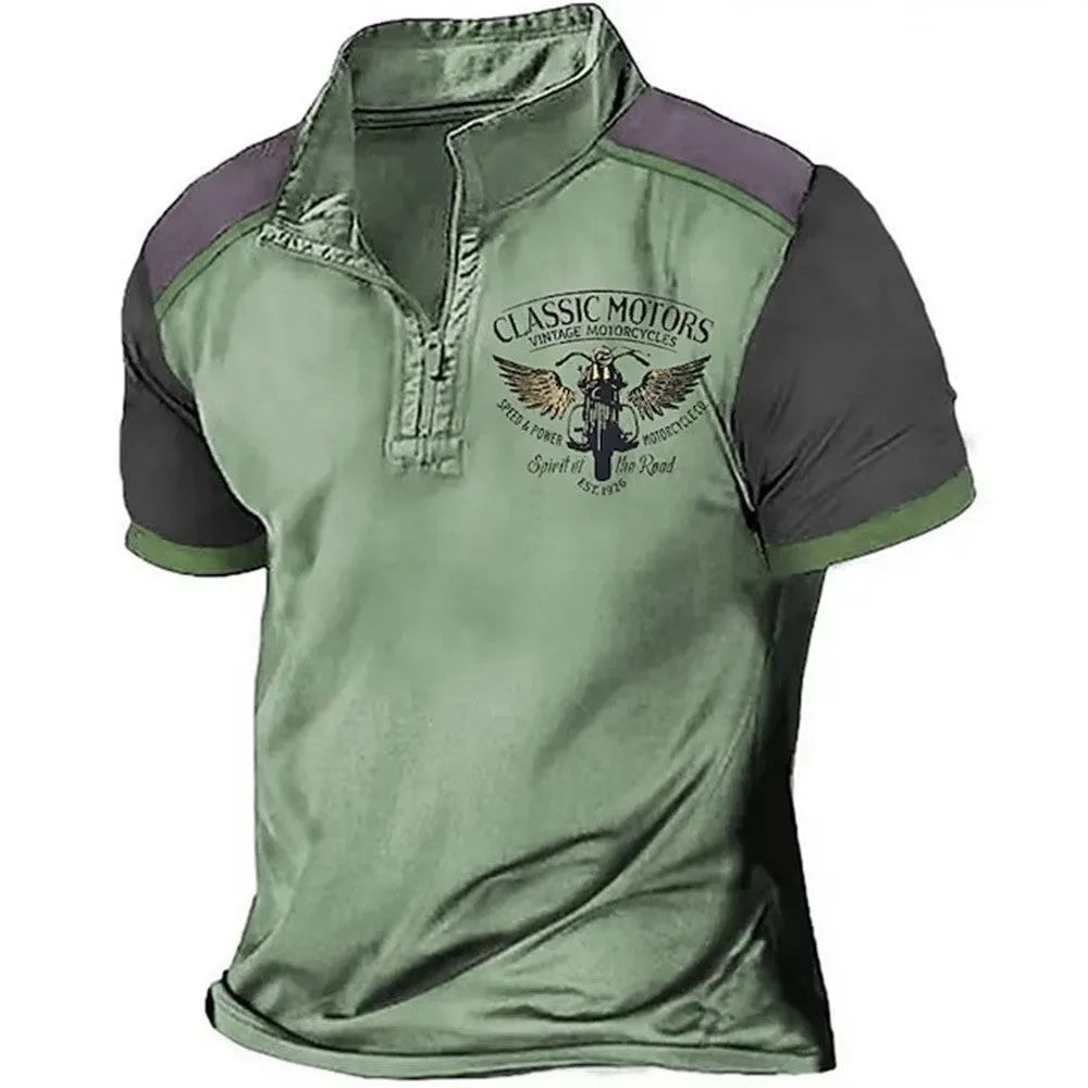 Golf polo shirt with 3D digital printing in a solid colour, shown in a loose pullover fit.