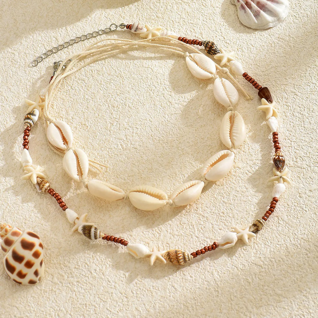 Women's geometric shell necklace with handmade pendant on regular chain, colour X1900