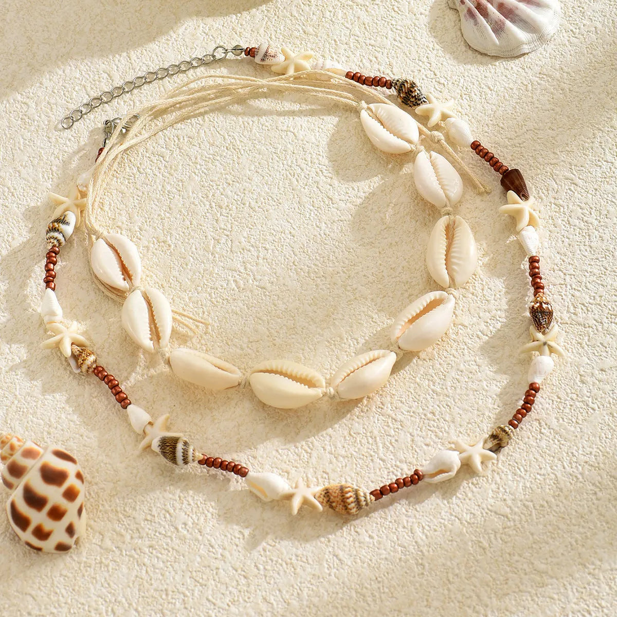 Women's geometric shell necklace with handmade pendant on regular chain, colour X1900