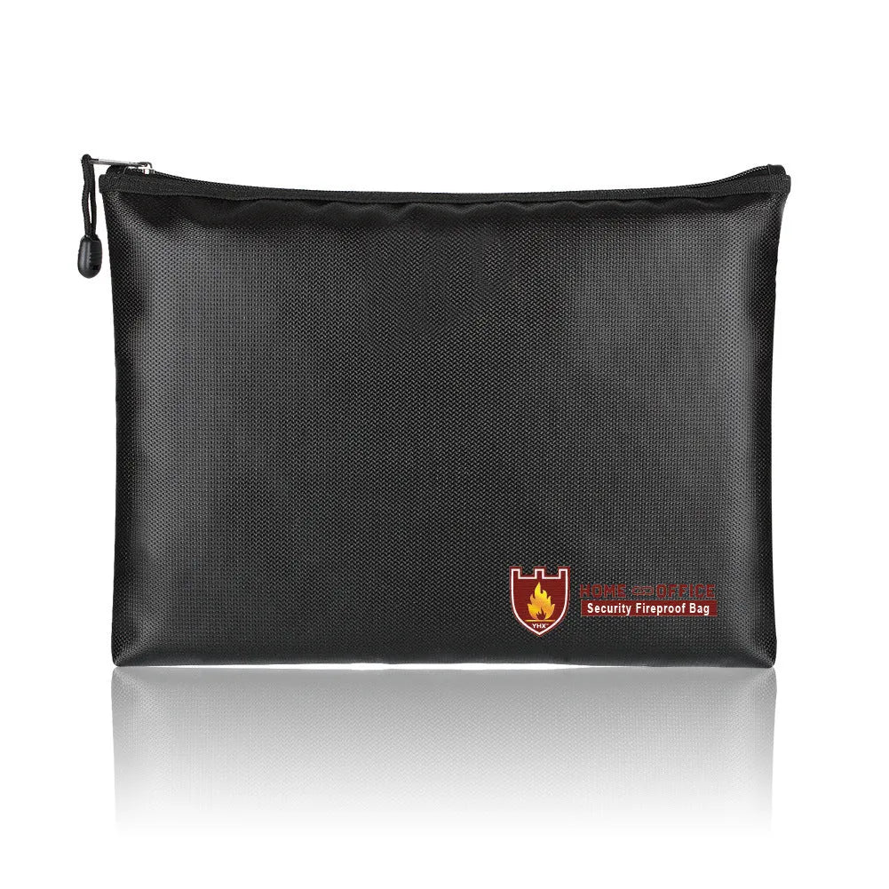Black fire-proof document protection bag for legal contracts in three size options
