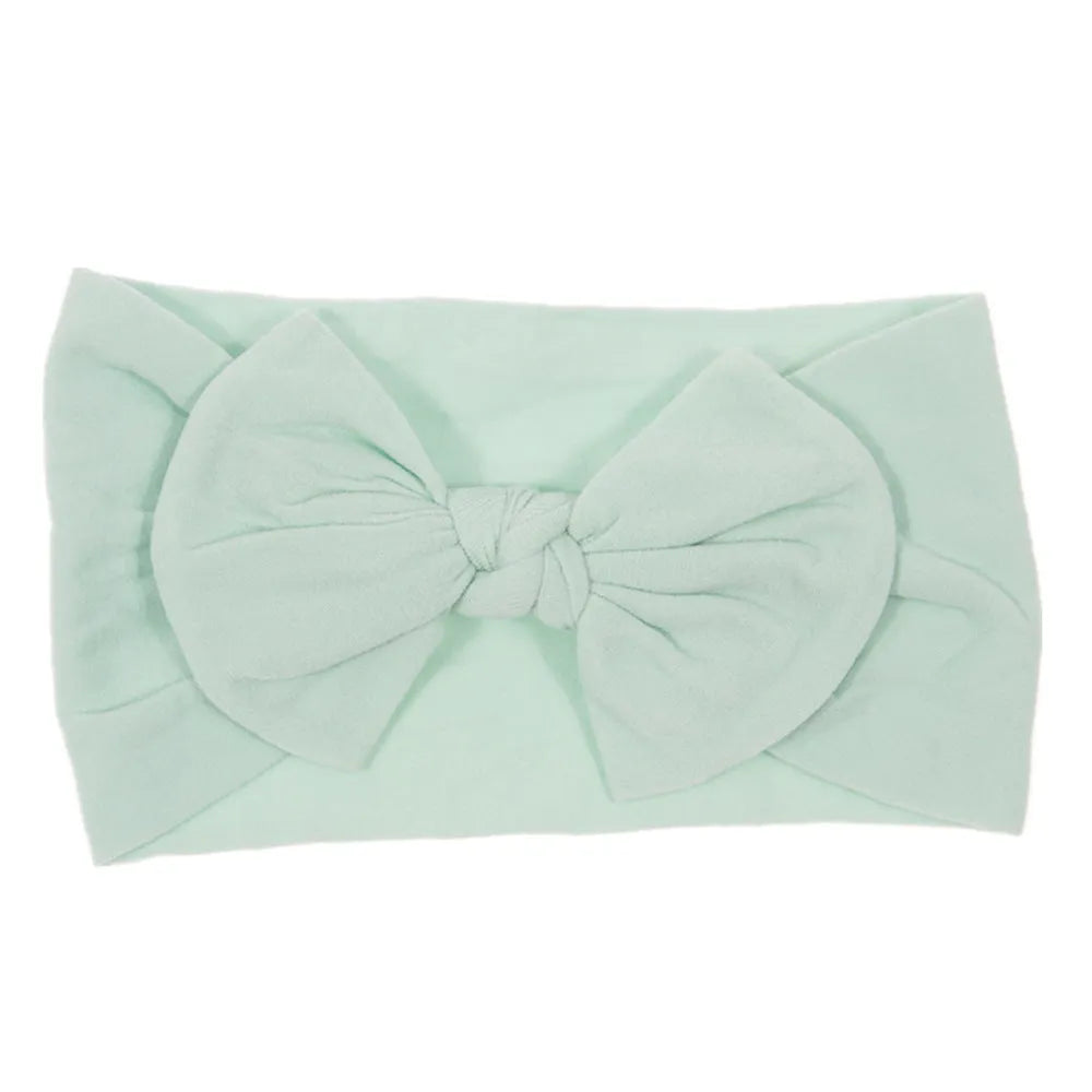 Bohemian children's hairband with wide nylon bow in Army Green, 10.5 x 7.5 cm bow, cloth band