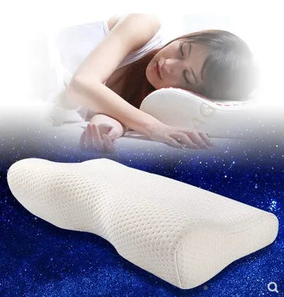 Blue butterfly-shaped cervical pillow with memory foam filling for neck support
