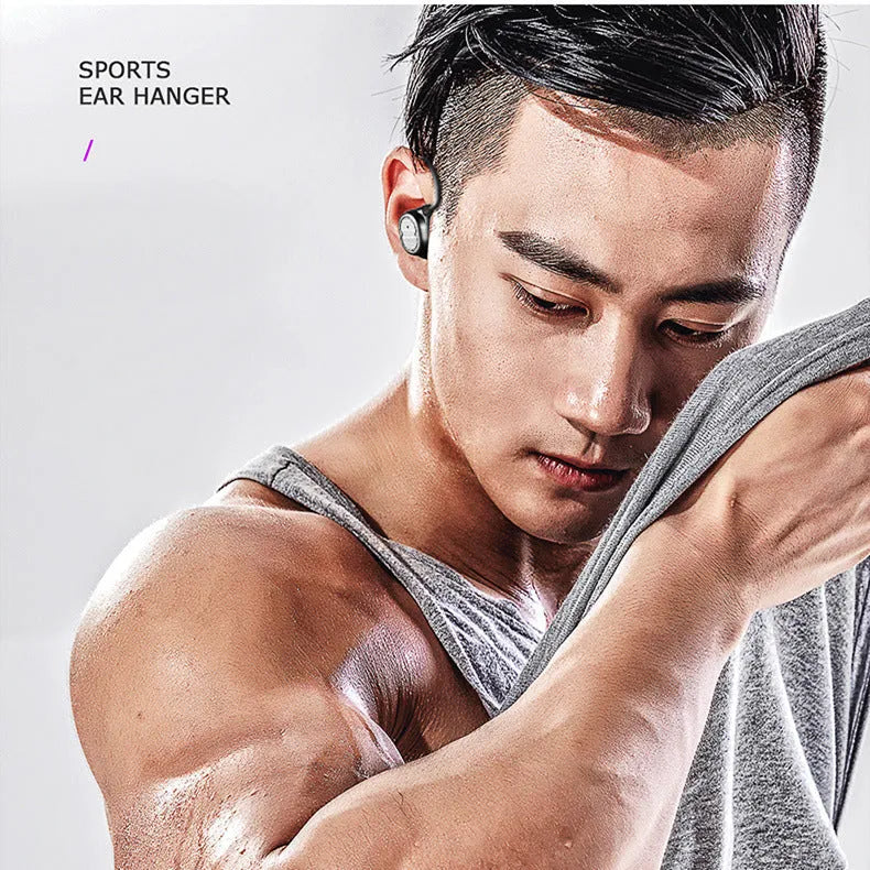 Bluetooth wireless earbuds in black, white, red, and blue colours showing earbud design