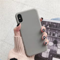 Silicone phone case for iPhone in wine red, light blue, grey, dark green, begonia, rose gold, bean green or black.