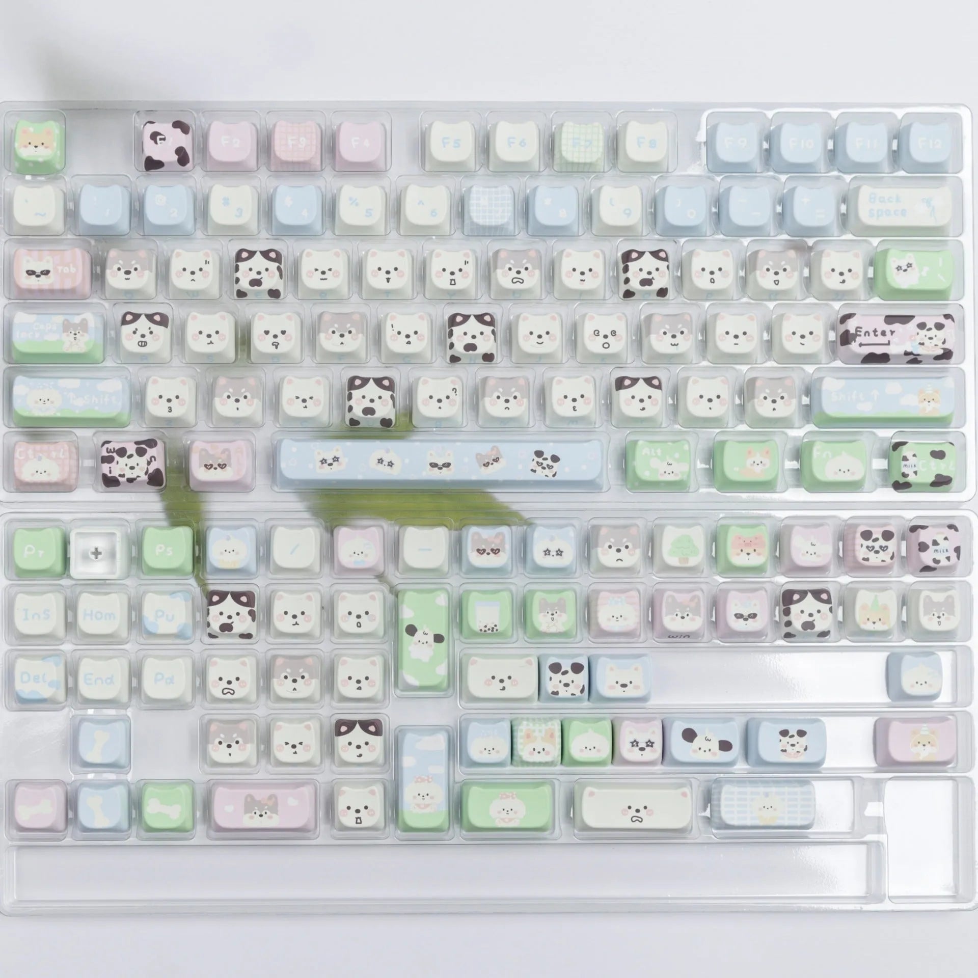 Full set of colourful puppy character design PBT keycaps for mechanical keyboards
