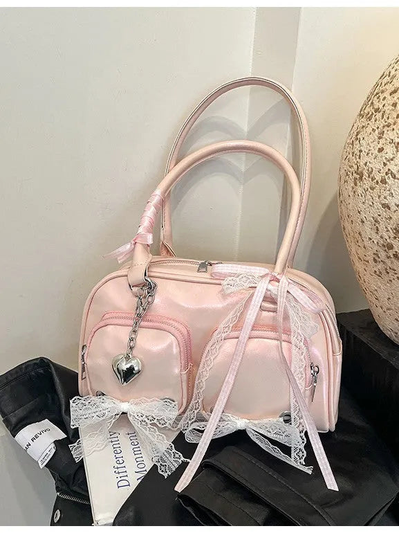 Large capacity beige PU leather casual shoulder bag with double straps and interior mobile phone compartment