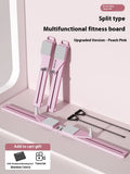 Pink and purple multifunctional split skiing machine trainer, 85 cm long, for home fitness workouts.