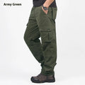 Men's thick cotton overalls with velvet lining in khaki colour showing loose fit and straight leg design