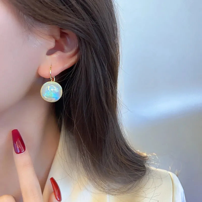 Colourful mermaid pearl ear clips with anti-lost metal geometric design