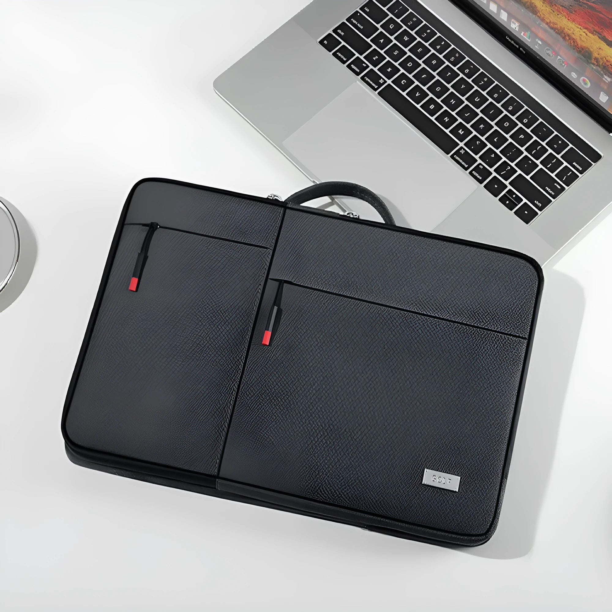 Men's 14-inch laptop sleeve protective case with shoulder strap in dark grey colour