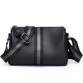 Black genuine leather one-shoulder crossbody bag with a large capacity.