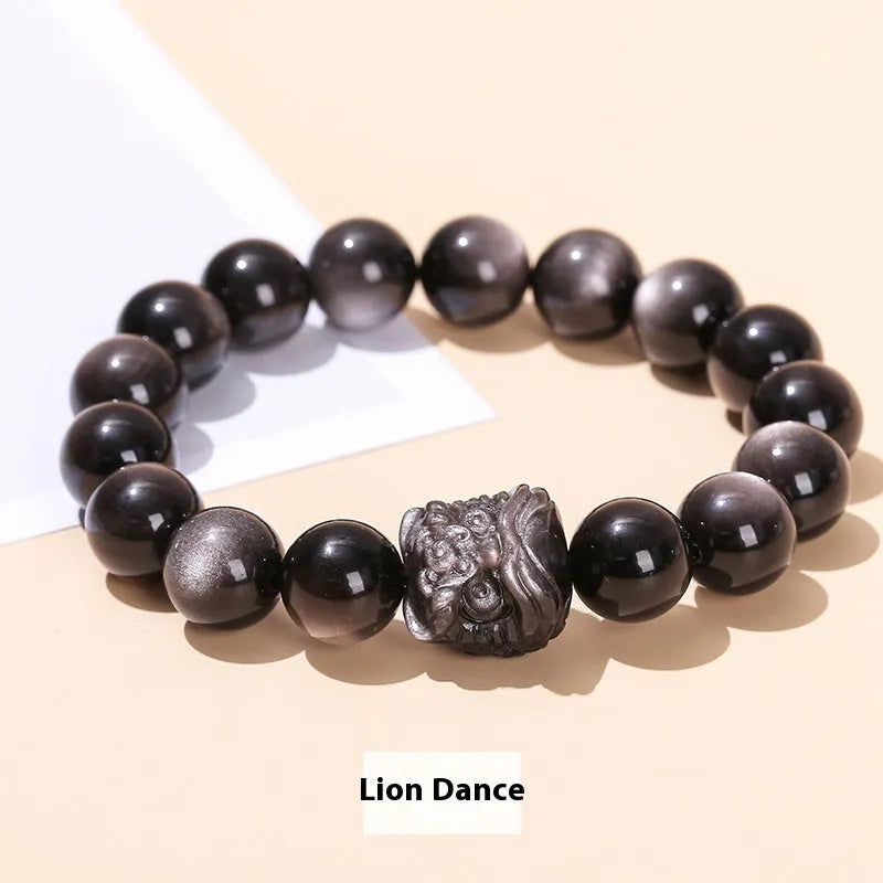 Women's adjustable crystal and jade bracelet with silverstone centrepiece and tassel detail
