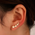 Copper leaves design clip-on earrings for women with KC Golden Star A-896 finish