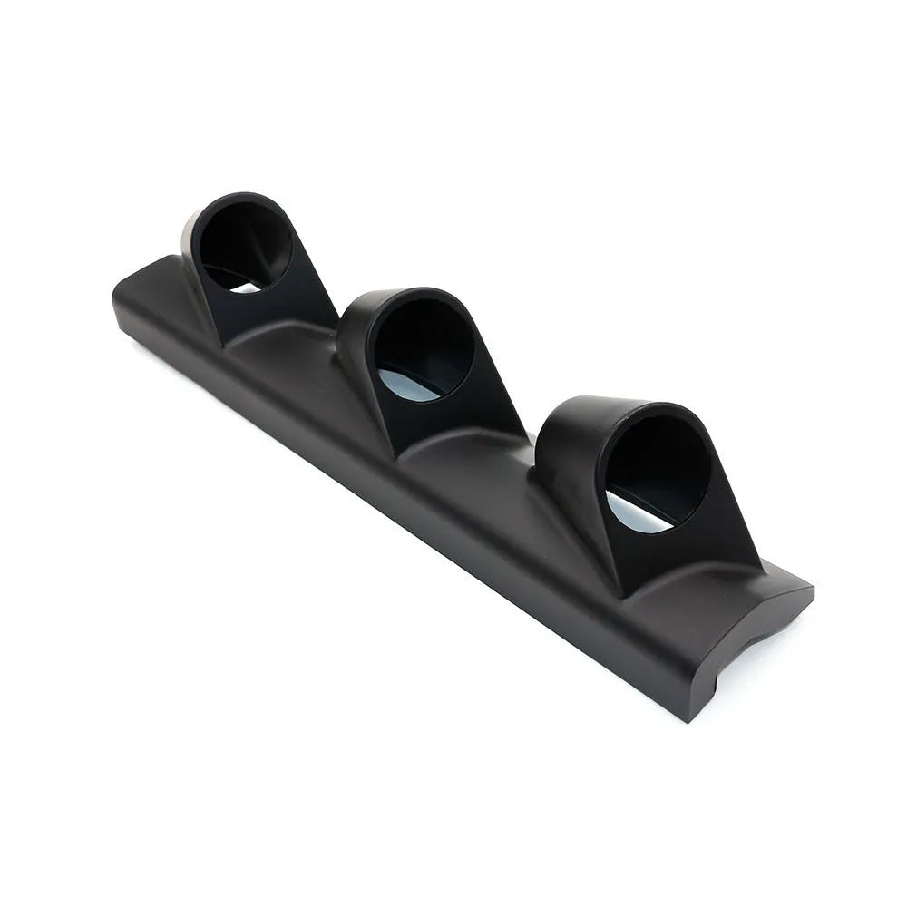 Black three-hole instrument mounting frame for right-hand drive cars with 52mm gauge openings
